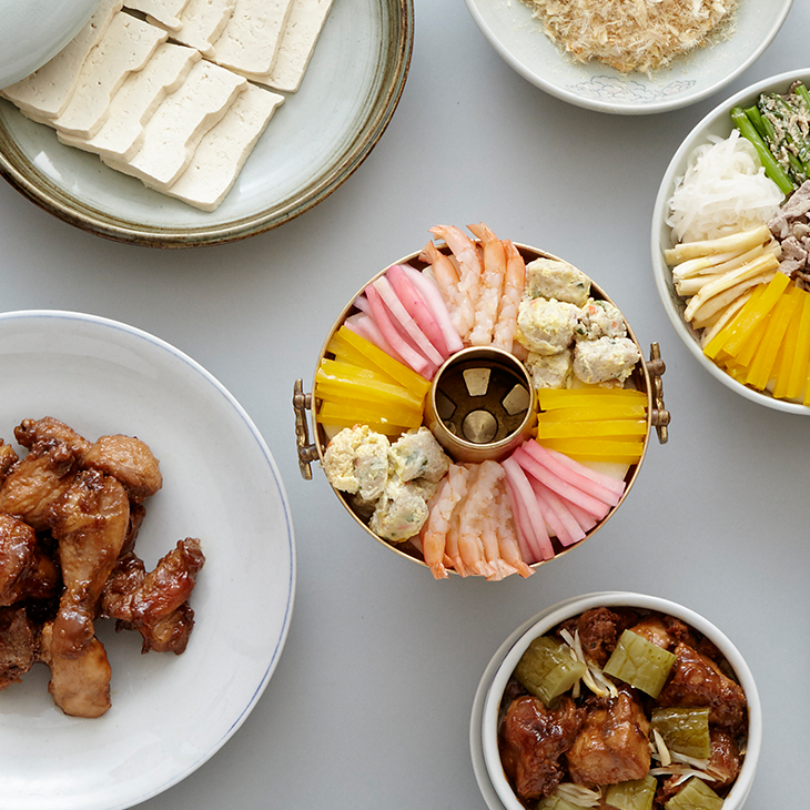 Hwangbab, Yukmyeon, Seoyeotang, Samsaek Eoatang, Jeongyea, tofu, Mojeomi, Jeonyak, Dasik, Tarak